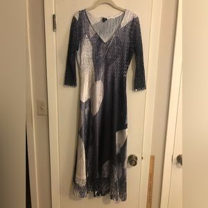 Komarov mid length dress Navy and White.  Size Large